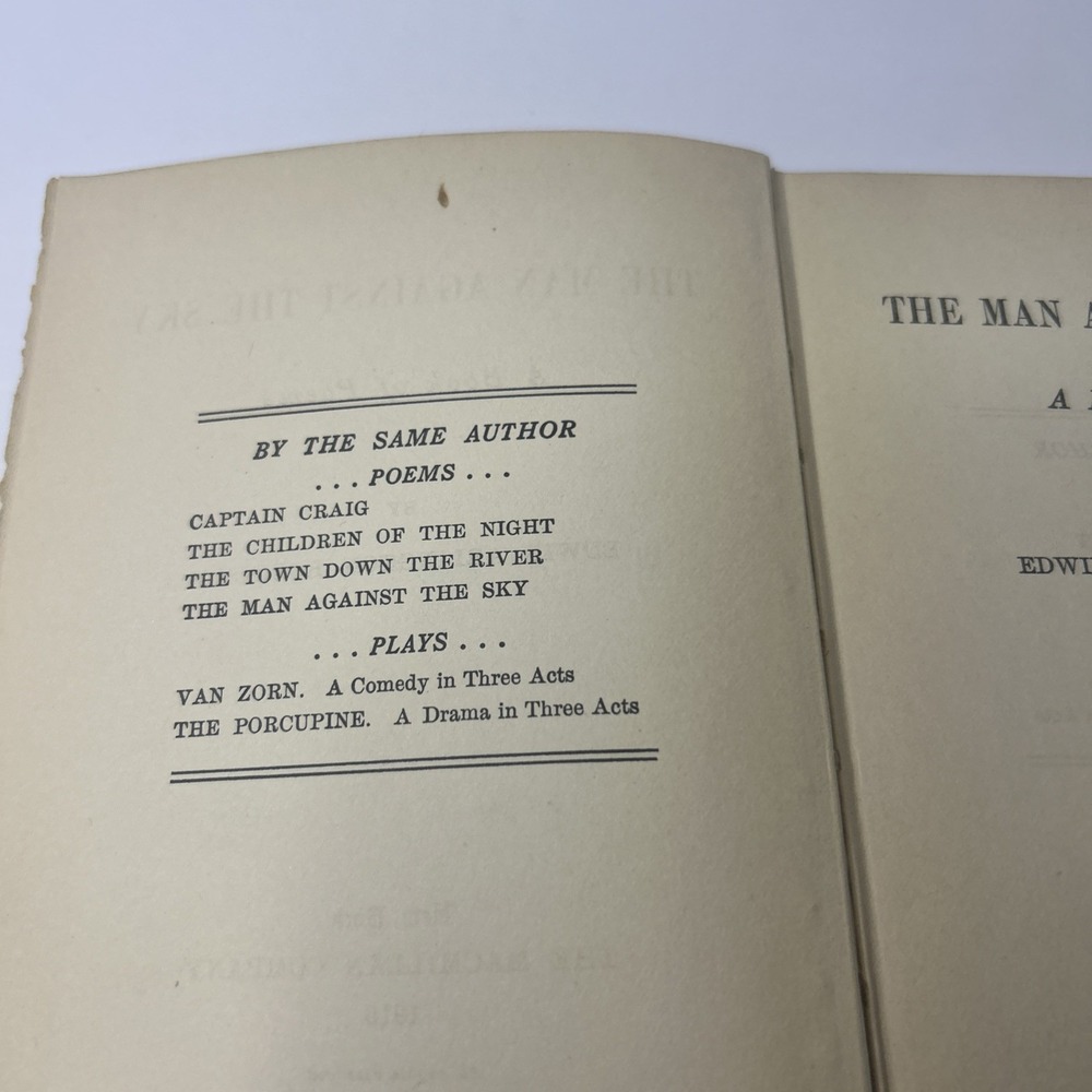 Edwin Arlington Robinson The Man Against the Sky Poems 1916 HC Macmillan NY - Picture 7 of 16